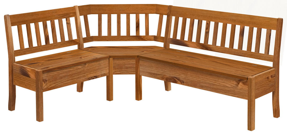 ECKBANK 147/170 cm Bernsteinfarben Kiefer massiv   - Bernsteinfarben, ROMANTIK / LANDHAUS, Holz (147/170cm) - Boxxx