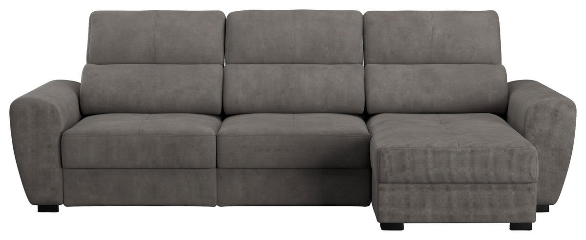 ECKSOFA Graubraun Mikrofaser  - Graubraun/Schwarz, KONVENTIONELL, Kunststoff/Textil (285/177cm) - Carryhome