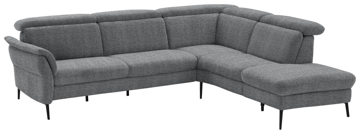 ECKSOFA in Struktur Anthrazit  - Anthrazit/Schwarz, Modern, Textil/Metall (275/235cm) - Cantus