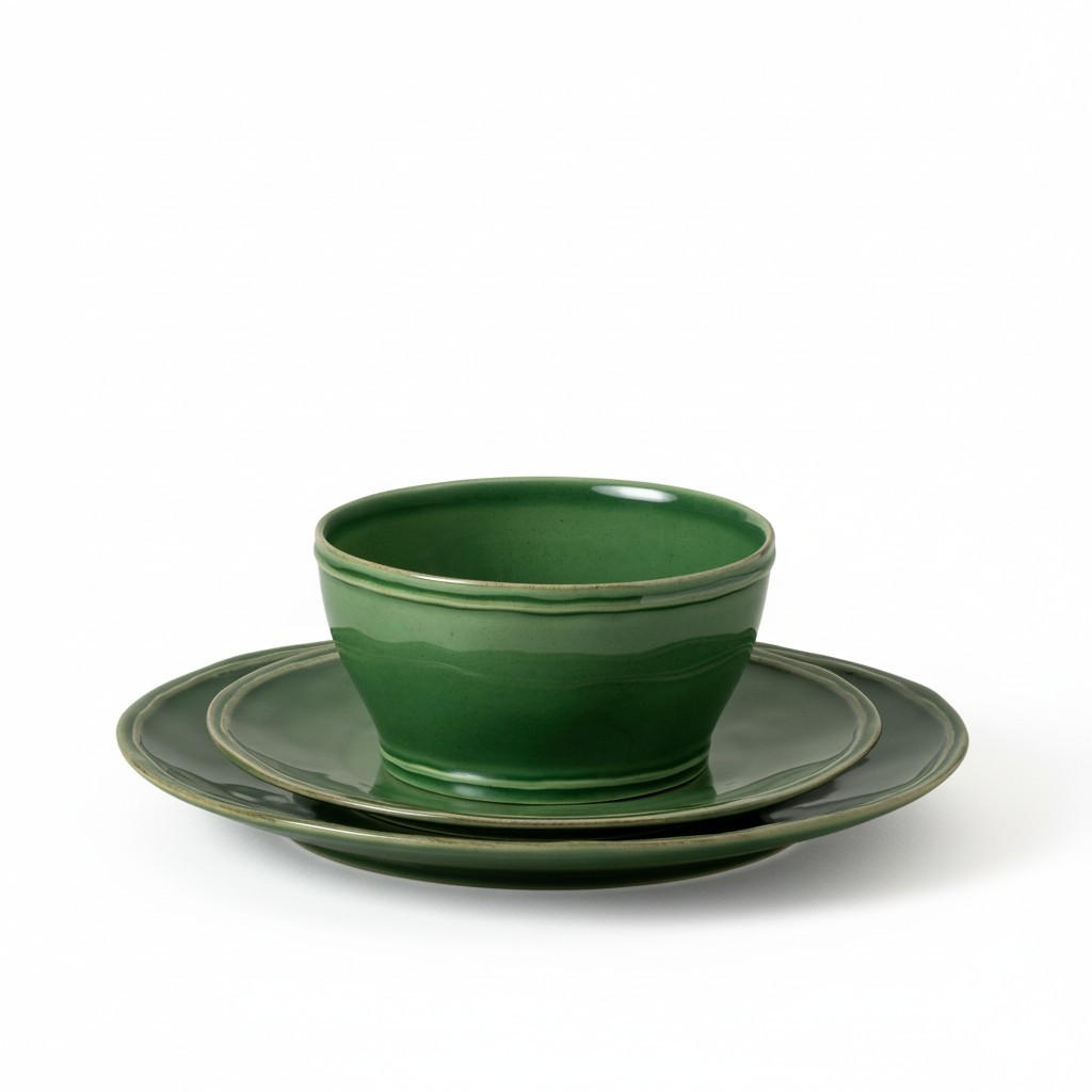 KOMBISERVICE Dunkelgrün FONTANA 3-teilig 1 Personen  - Dunkelgrün, Basics, Keramik - Costa Nova