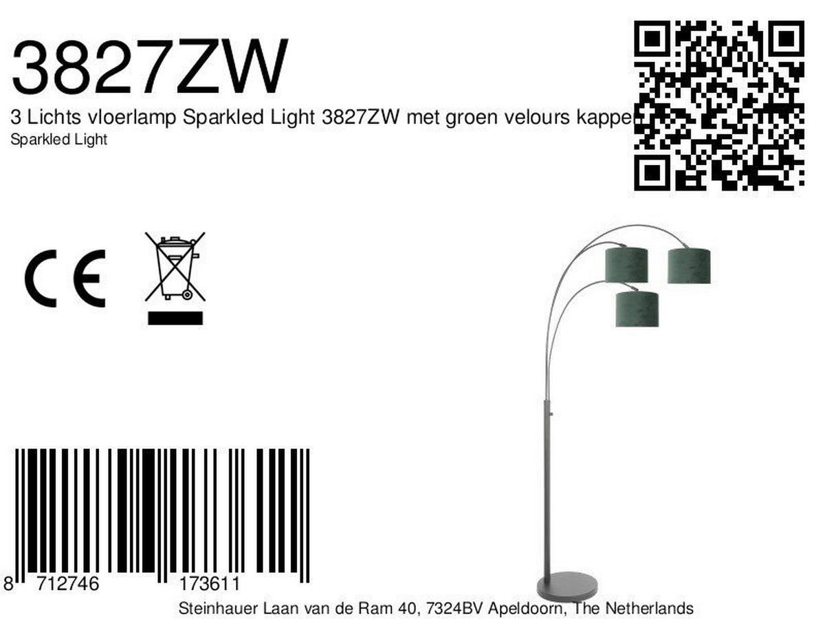STEHLEUCHTE SPARKLED LIGHT 30/180/75 cm  - Schwarz/Grün, Trend, Leder/Metall (30/180/75cm)