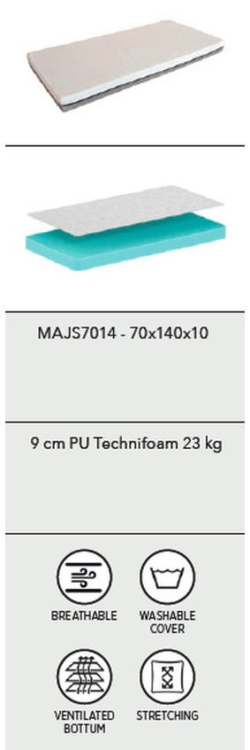 Thumbnail - Vipack Kindermatratze Junior Soft, Beige, Textil, rechteckig, 70x140 cm, Bezug abnehmbar/waschbar, für Hausstauballergik...