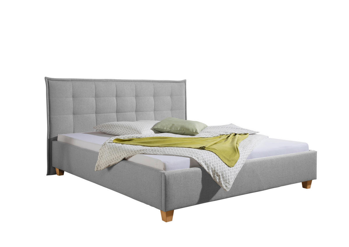 POLSTERBETT 160/200 cm,  in Hellgrau,  - Hellgrau/Naturfarben, MODERN, Holz/Textil (160/200cm) - Livetastic