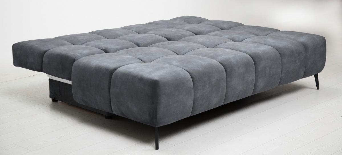 SCHLAFSOFA BOBBIO PLUS Velours Grau  inkl. Rückenkissen, Armlehnenkissen, Stauraum  - Schwarz/Grau, Design, Textil/Metall (204/90/95cm) - MID.YOU