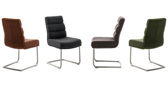 SCHWINGSTUHL  in Edelstahl Webstoff  - Edelstahlfarben/Cappuccino, Design, Textil/Metall (47/90/64cm) - Dieter Knoll