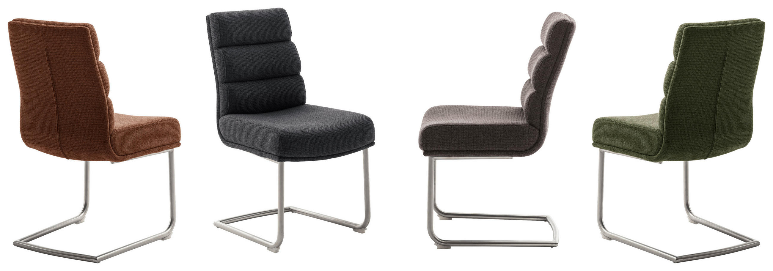 SCHWINGSTUHL  in Edelstahl Webstoff  - Edelstahlfarben/Cappuccino, Design, Textil/Metall (47/90/64cm) - Dieter Knoll