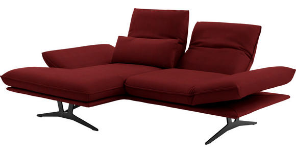 ECKSOFA in Echtleder Rot  - Gelb/Rot, Design, Leder/Metall (130/210cm) - Dieter Knoll