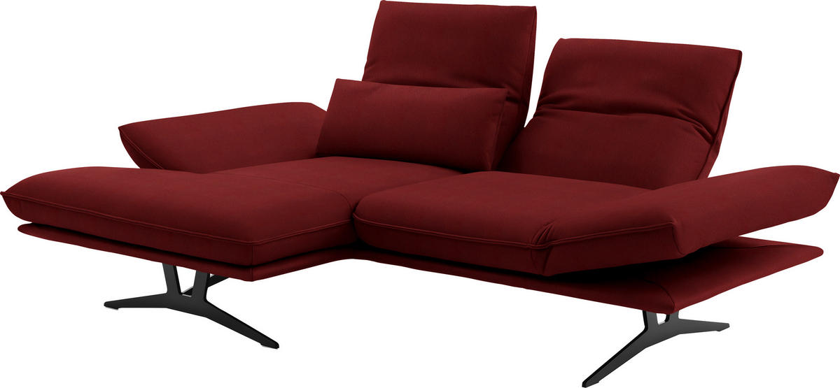 ECKSOFA in Echtleder Rot  - Gelb/Rot, Design, Leder/Metall (130/210cm) - Dieter Knoll