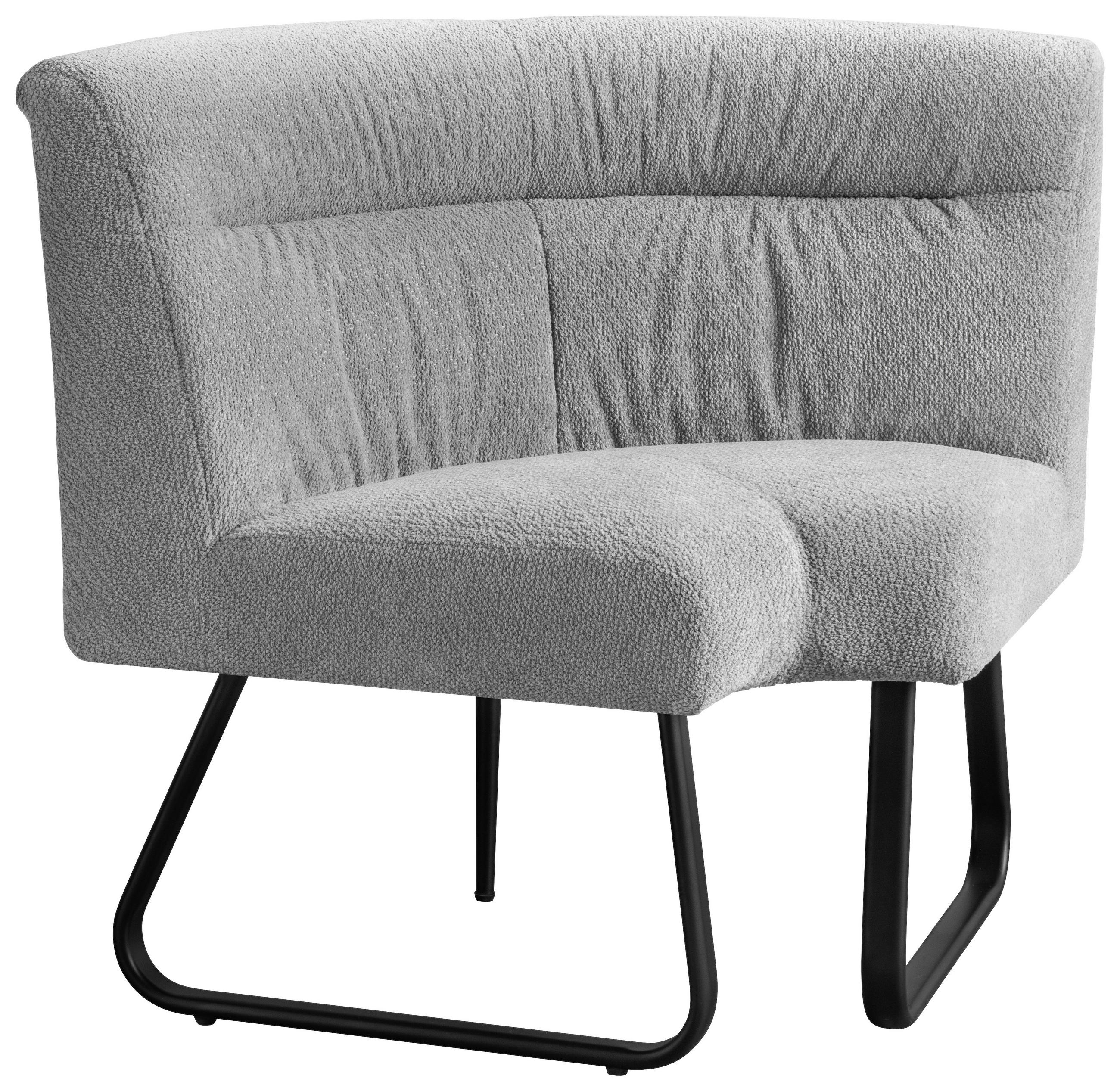 ECKELEMENT in Mikrofaser   - Schwarz/Grau, Design, Textil/Metall (105/86/61cm) - Stylife