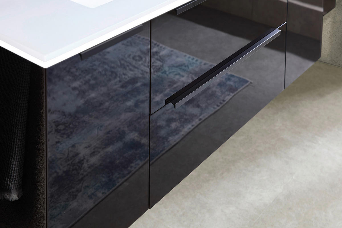WASCHTISCHKOMBI 132 cm  - Schwarz/Weiß, Design, Glas/Holzwerkstoff (132cm) - Leonardo Living