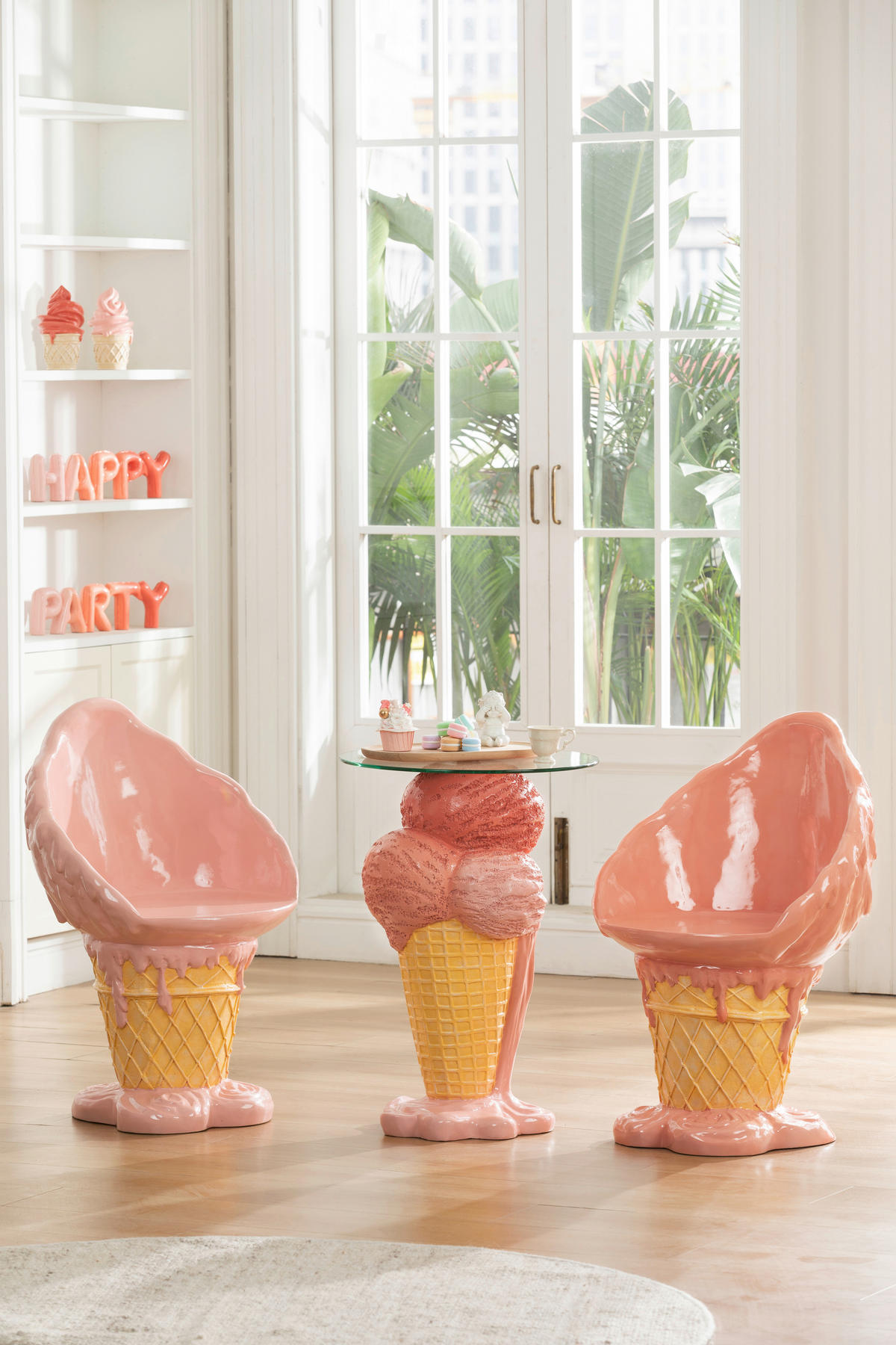 POMOĆNI STOLIĆ narančasta, pink, bež  plastika, staklo   - narančasta/pink, Lifestyle, staklo/plastika (48/70,5cm) - Ambia Home