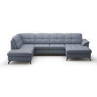 WOHNLANDSCHAFT Echtleder Graublau  - Graublau/Schwarz, Modern, Leder/Metall (212/319/164cm) - Sit & More