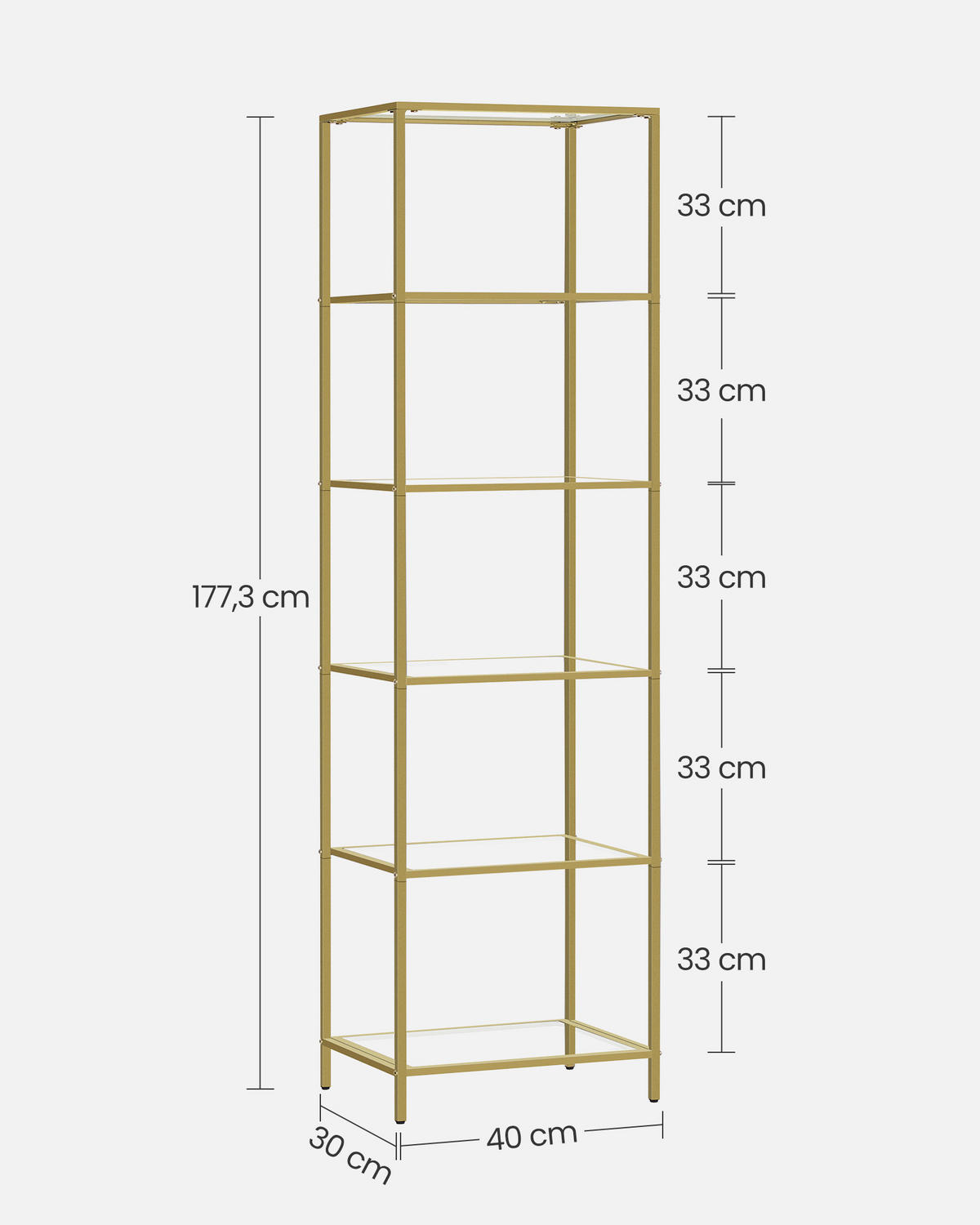 REGAL Goldfarben  - Goldfarben, Basics, Glas/Metall (40/177.3/30cm) - Boxxx