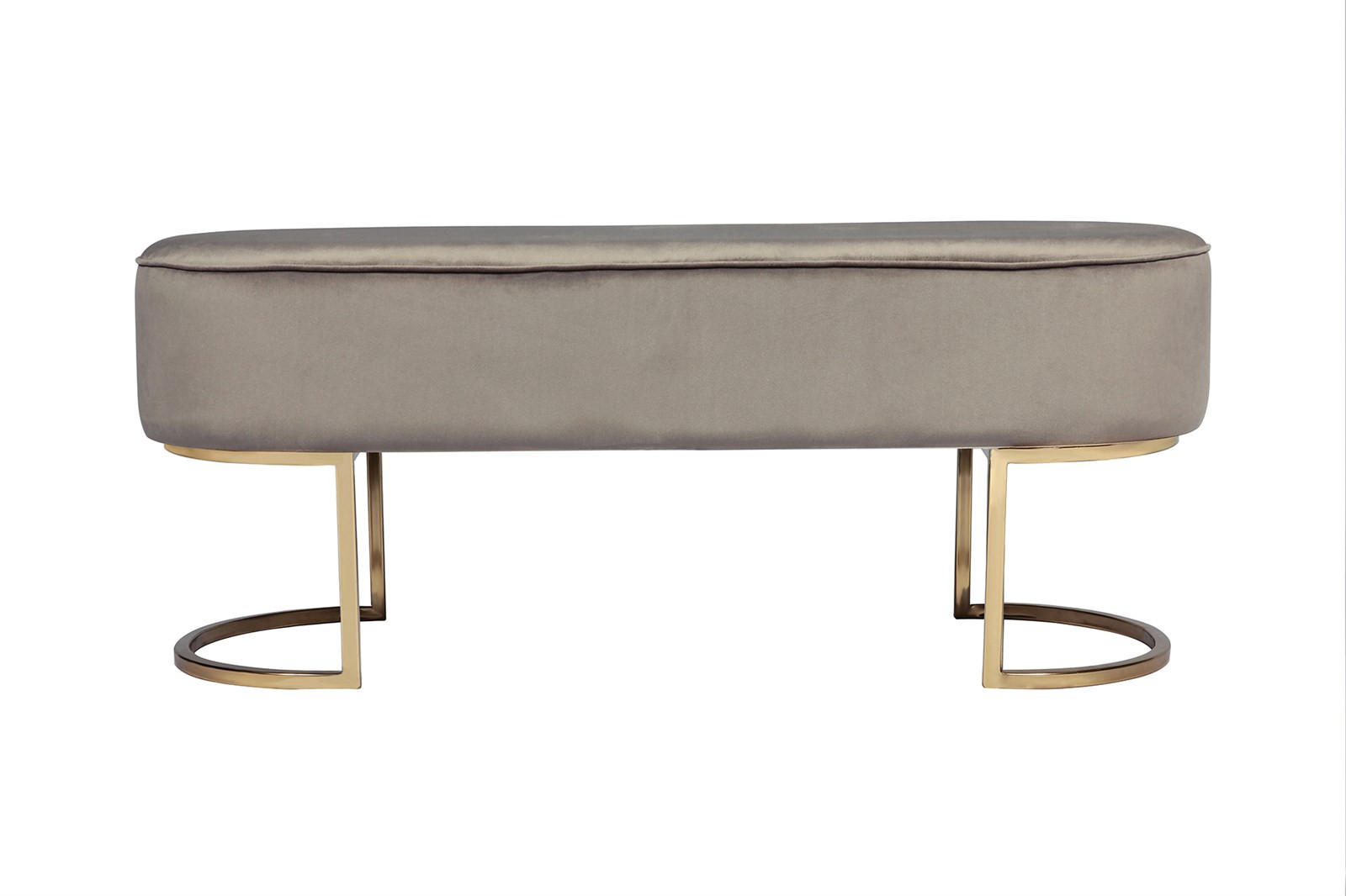 SITZBANK in Textil Taupe  - Taupe/Goldfarben, Design, Textil/Metall (105/42/40cm) - Kayoom