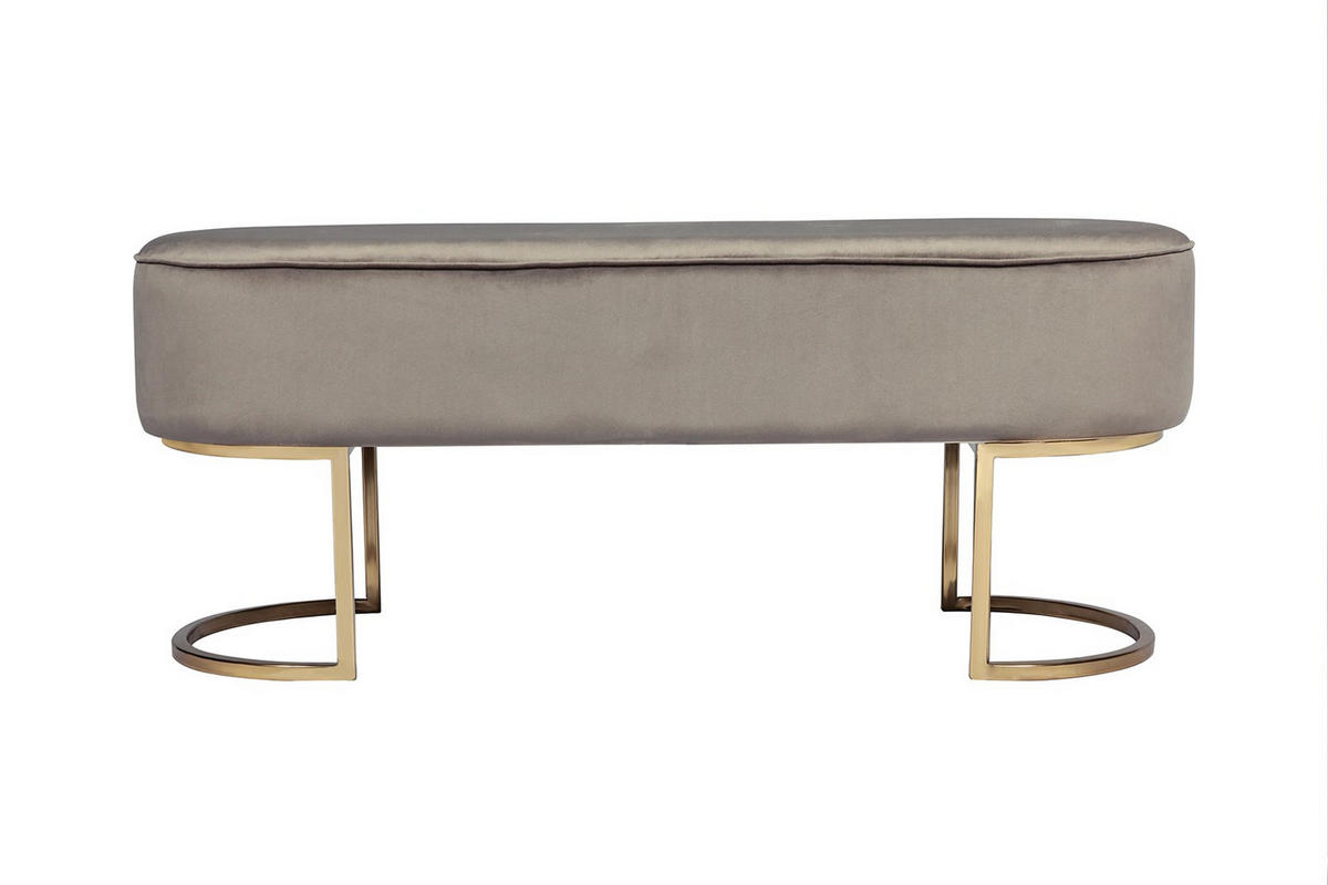 SITZBANK 105/42/40 cm Samt Taupe Metall  - Taupe/Goldfarben, Design, Textil/Metall (105/42/40cm) - Kayoom
