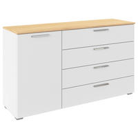KOMMODE  in 140/81/42 cm  - Chromfarben/Eichefarben, KONVENTIONELL, Holzwerkstoff (140/81/42cm) - Rauch Möbel