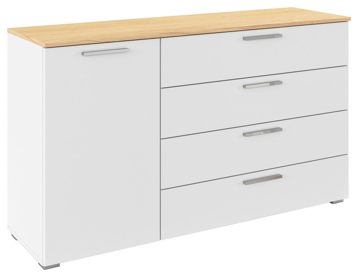 KOMMODE  in 140/81/42 cm  - Chromfarben/Eichefarben, KONVENTIONELL, Holzwerkstoff (140/81/42cm) - Rauch Möbel