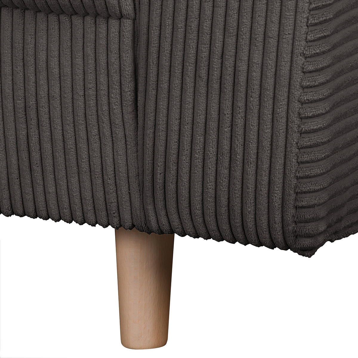 ECKSOFA Ariella Dunkelgrau Cord  - Dunkelgrau/Naturfarben, Design, Holz/Textil (161/231cm) - Livetastic