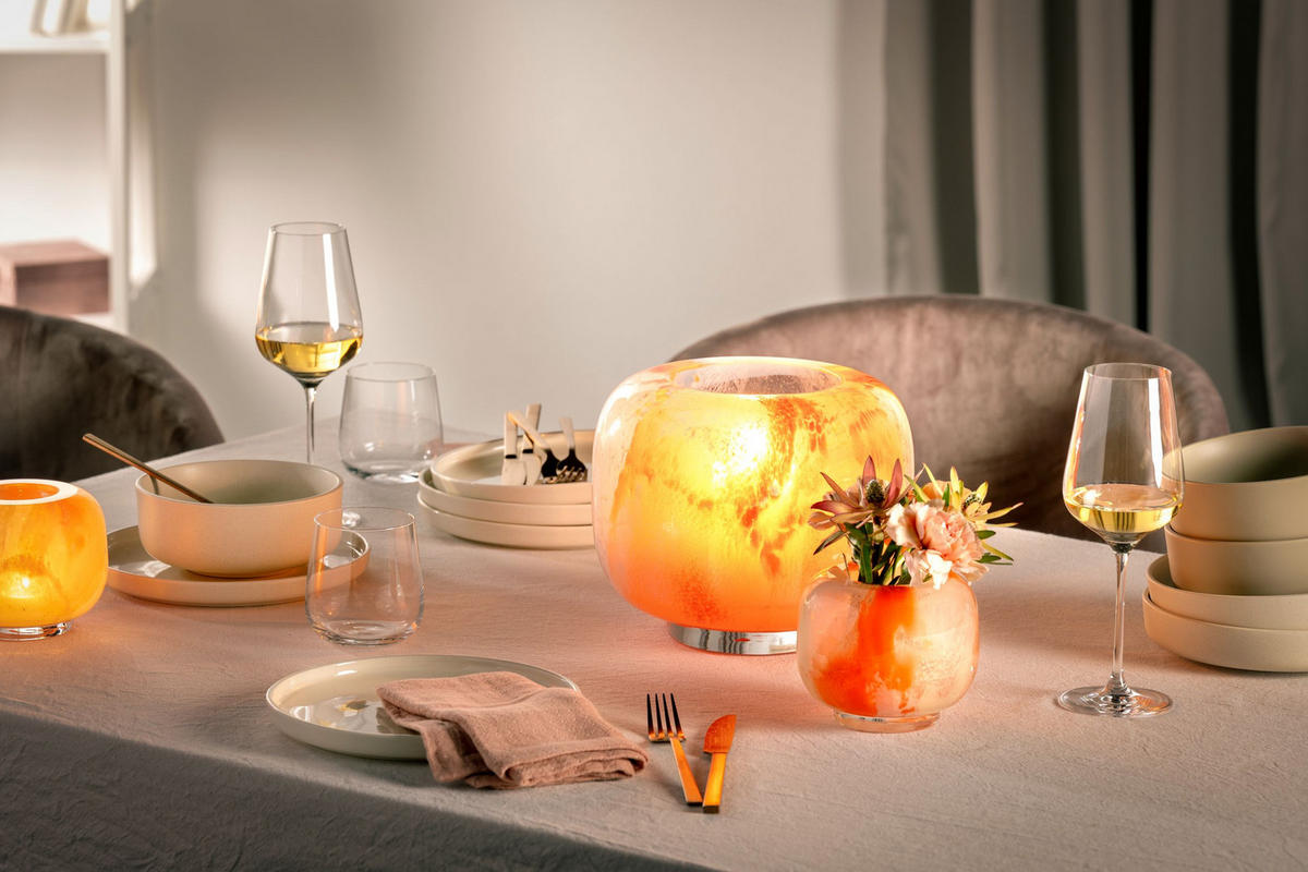 VASE  - Blau/Orange, Design, Glas (23,5/20/23,5cm) - Leonardo