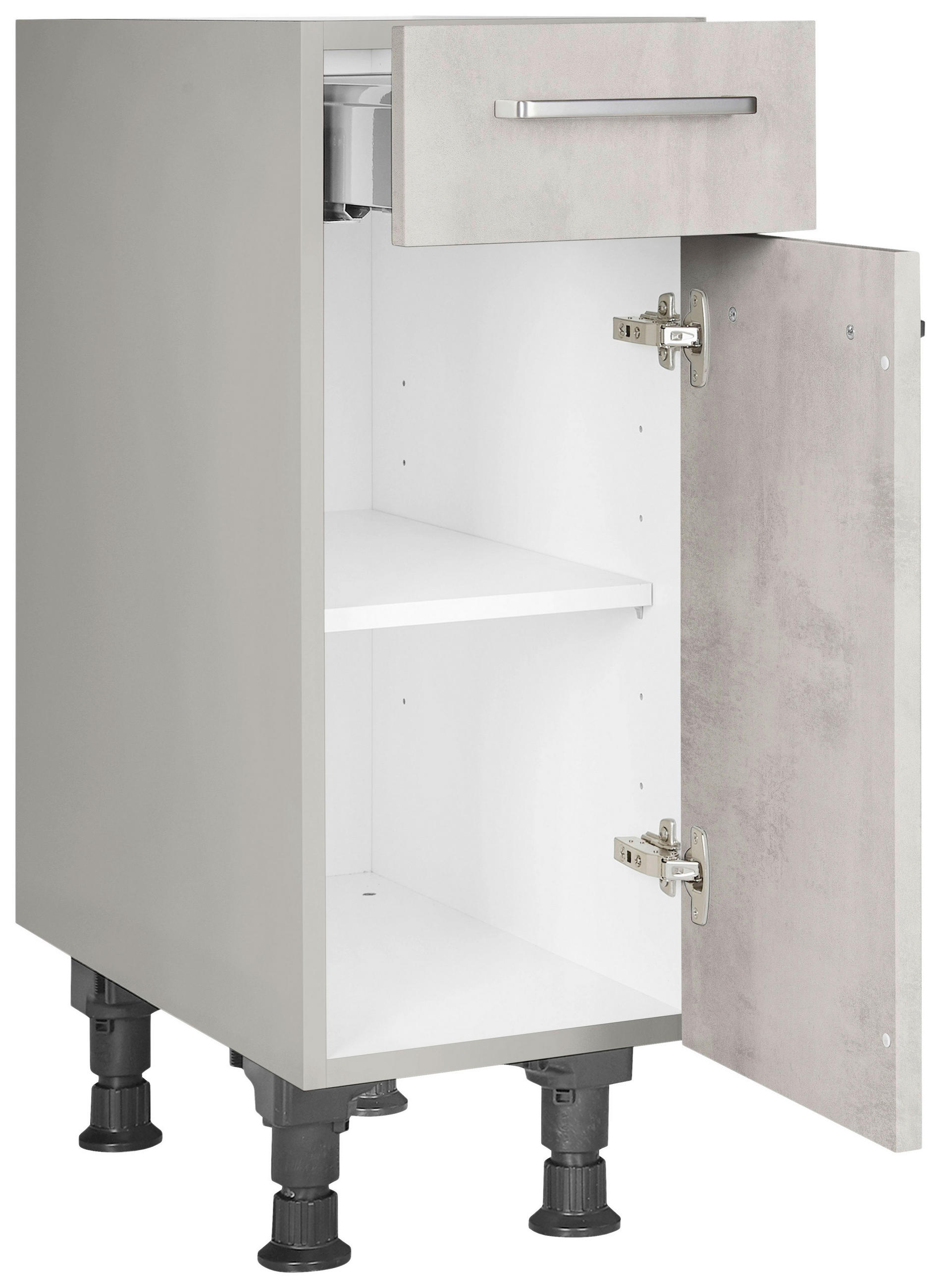 SCHUBKASTENUNTERSCHRANK 30/87/56 cm  in Hellgrau  - Edelstahlfarben/Hellgrau, MODERN, Holzwerkstoff/Metall (30/87/56cm) - Nobilia