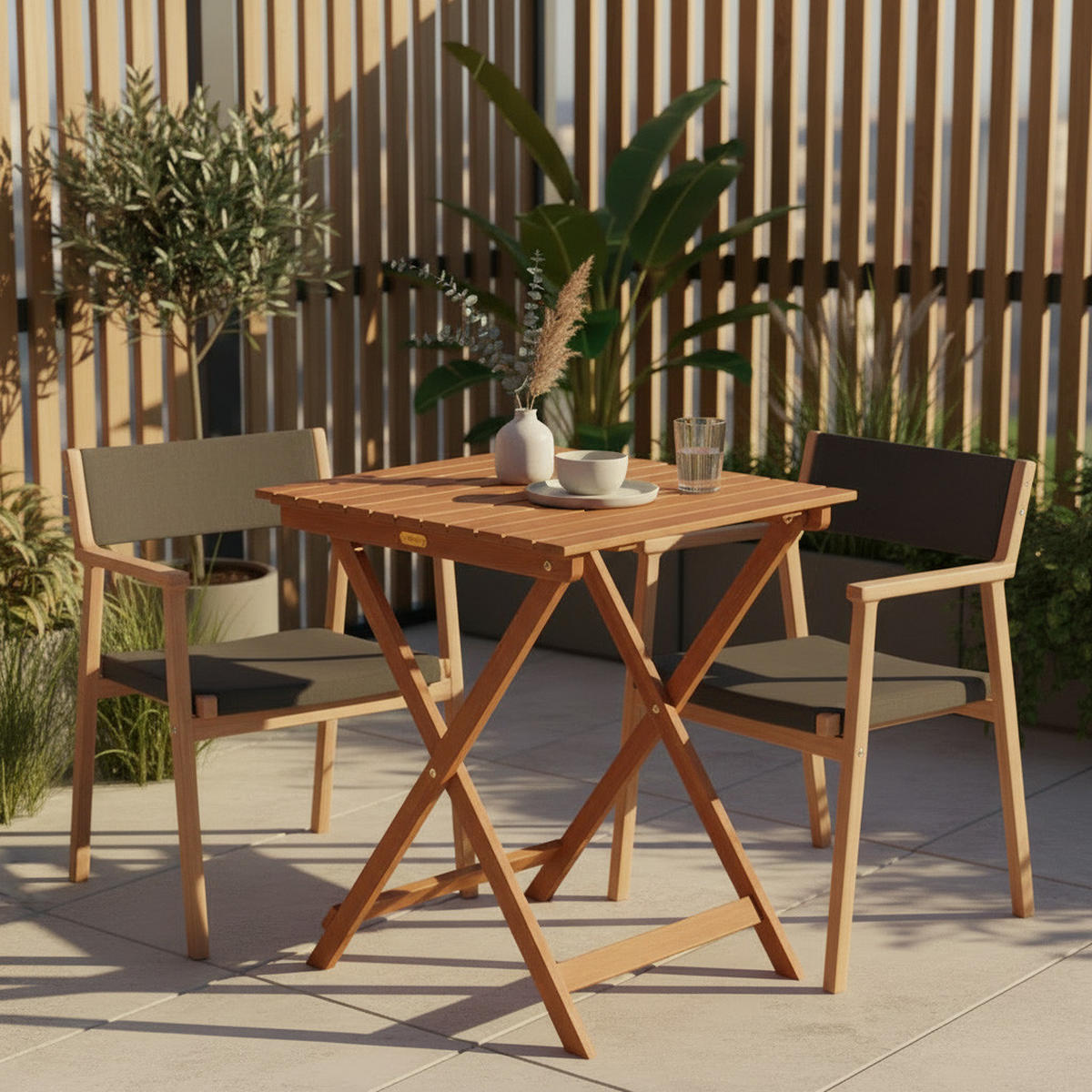 GARTENKLAPPTISCH 60/74/60 cm Holz quadratisch  - Naturfarben, KONVENTIONELL, Holz (60/74/60cm) - Gardenson