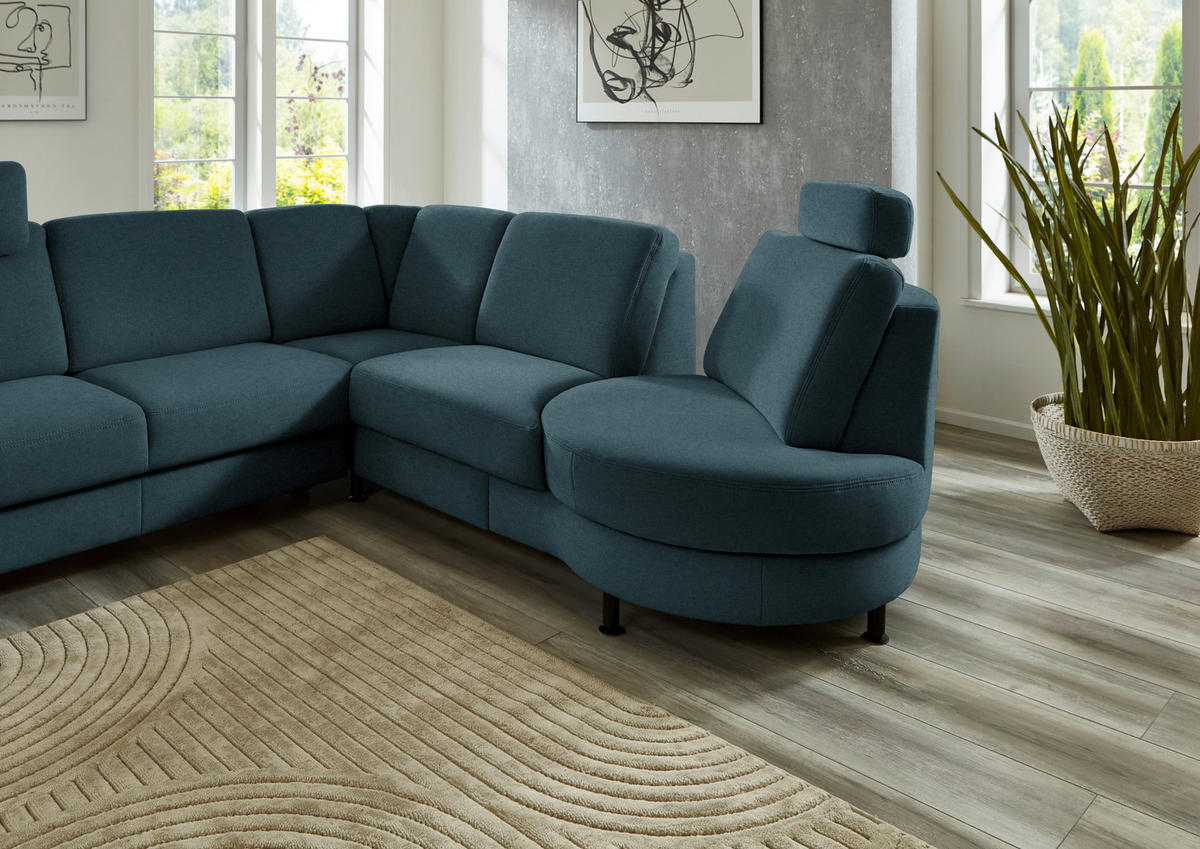 ECKSOFA  in Flachgewebe Opal  248/252 cm  - Opal/Schwarz, KONVENTIONELL, Textil/Metall (248/252cm) - Beldomo Comfort