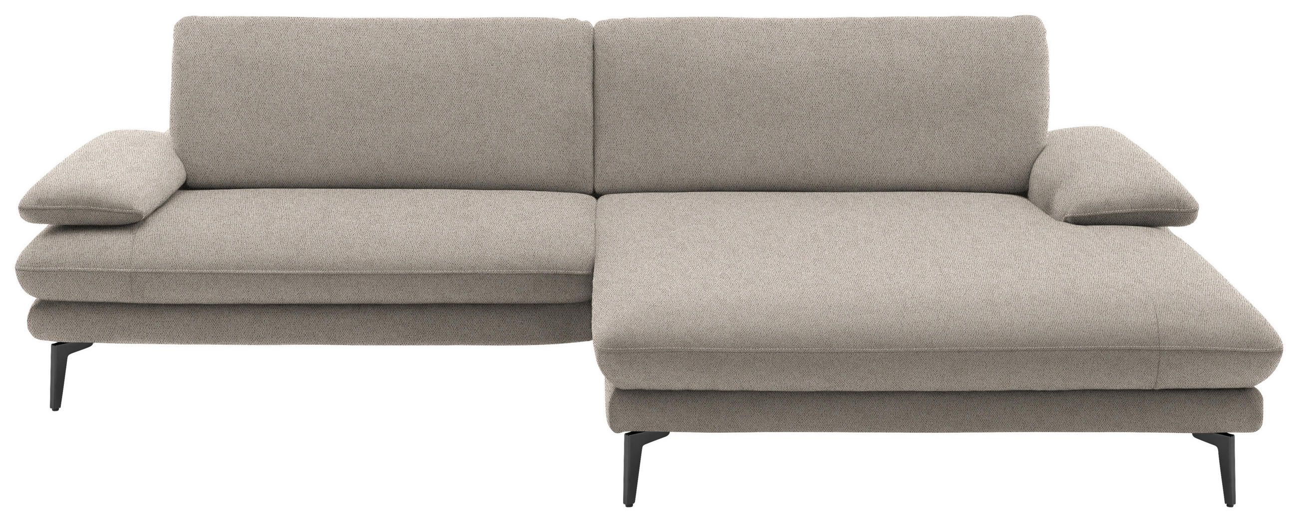 ECKSOFA in Webstoff Hellbraun  - Hellbraun/Schwarz, Design, Textil/Metall (284/184cm) - Dieter Knoll