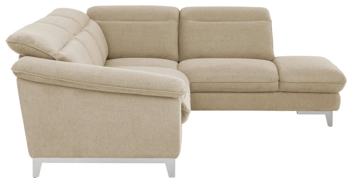 ECKSOFA in Chenille Beige  - Chromfarben/Beige, Design, Textil/Metall (293/232cm) - Livetastic