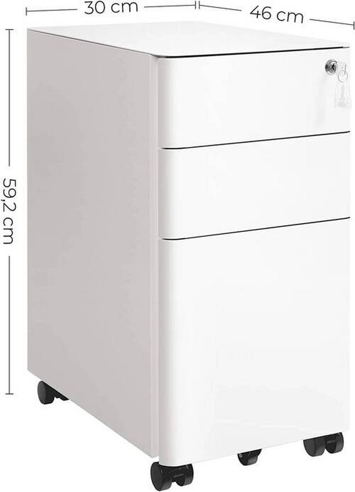 POJÍZDNÝ KONTEJNER, 30/59,2/46 cm - bílá, Basics, kov/plast (30/59,2/46cm) - Boxxx