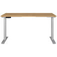 SCHREIBTISCH 140/80/72-118 cm  in Braun, Silberfarben, Eichefarben  - Eichefarben/Silberfarben, MODERN, Holzwerkstoff/Metall (140/80/72-118cm) - Novel