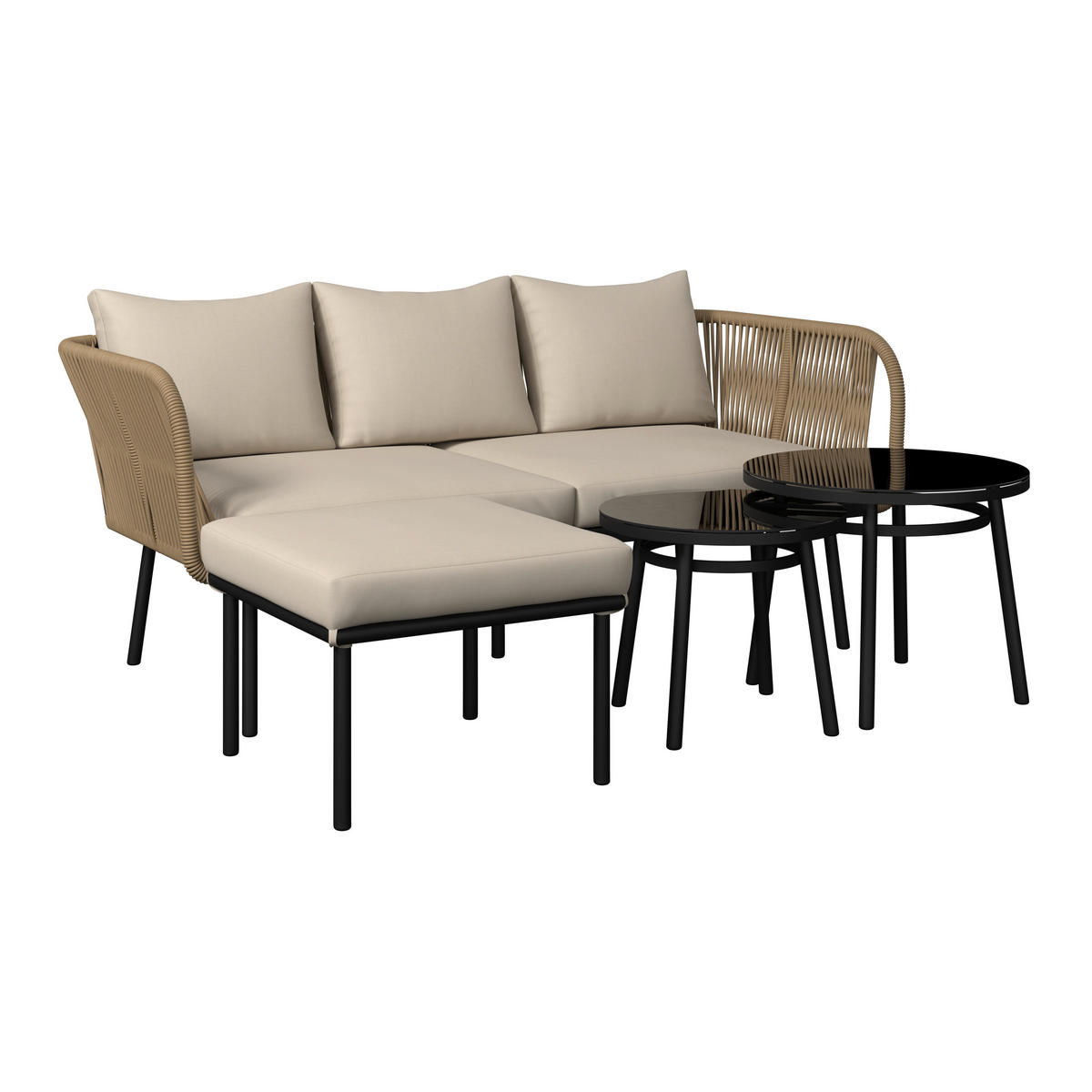 LOUNGEGARNITUR   180/73/69 cm Eisen  - Beige/Creme, MODERN, Glas/Kunststoff (180/73/69cm) - Ambia Garden