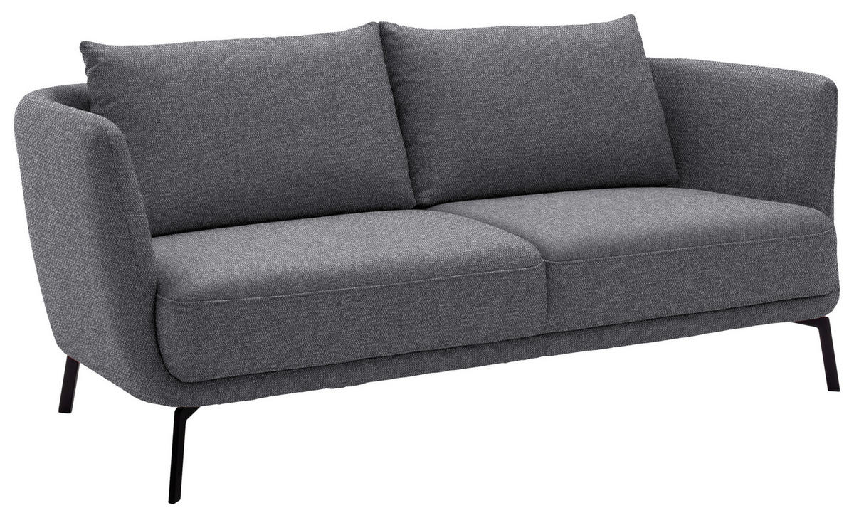 2,5-SITZER  in Flachgewebe Grau  - Schwarz/Grau, Design, Textil/Metall (190/71/91cm) - Schöner Wohnen