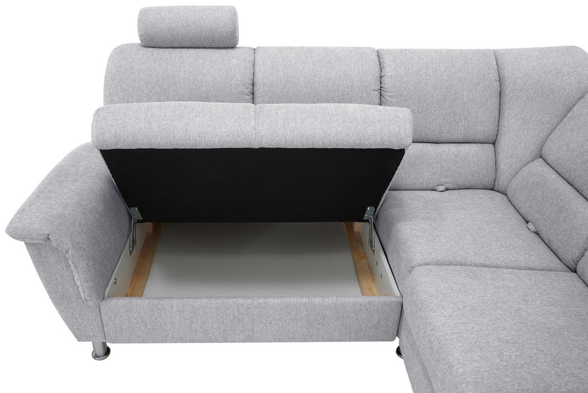 ECKSOFA in Webstoff Blaugrau  - Silberfarben/Blaugrau, Design, Holz/Kunststoff (219/270cm) - Livetastic