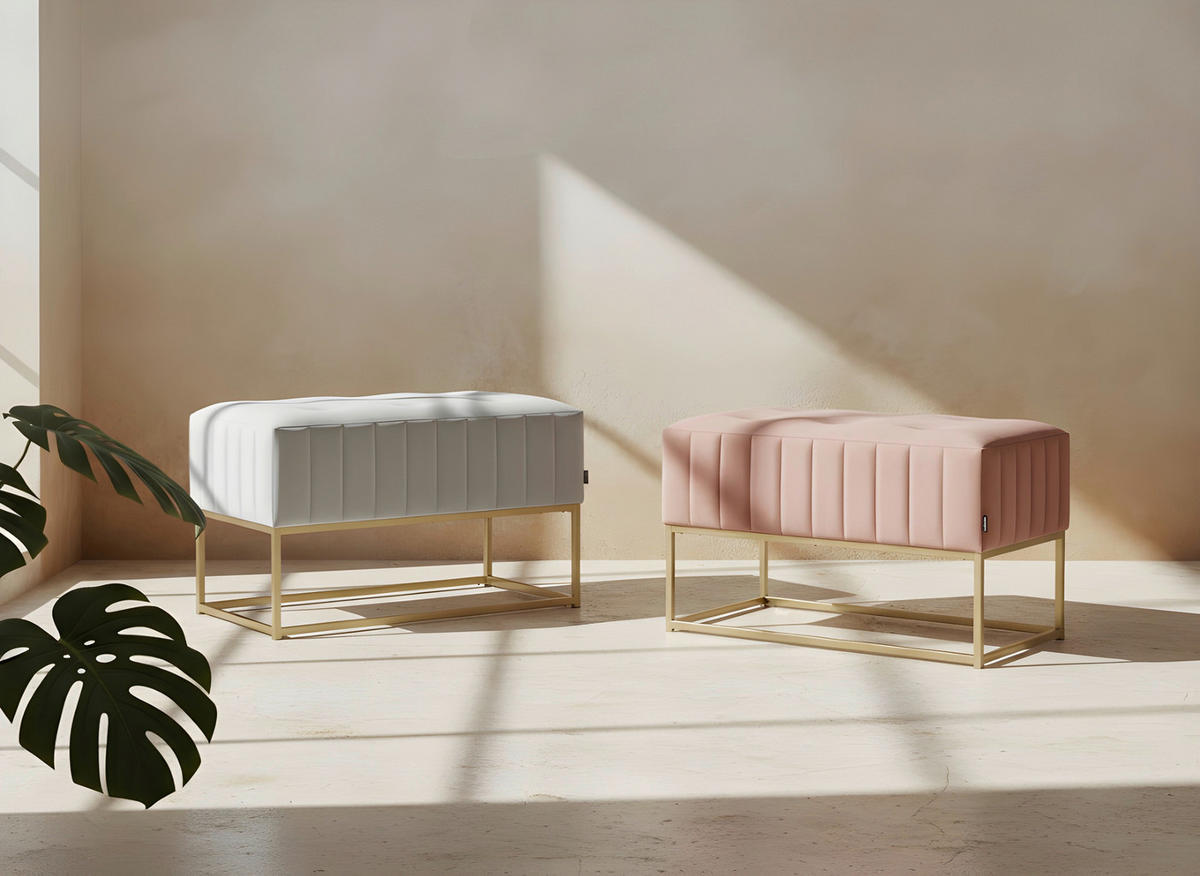 TABURE KLUPA 72/41/46 cm  siva, zlatna  - siva/zlatna, Lajfstajl, metal/tekstil (72/41/46cm) - Xora