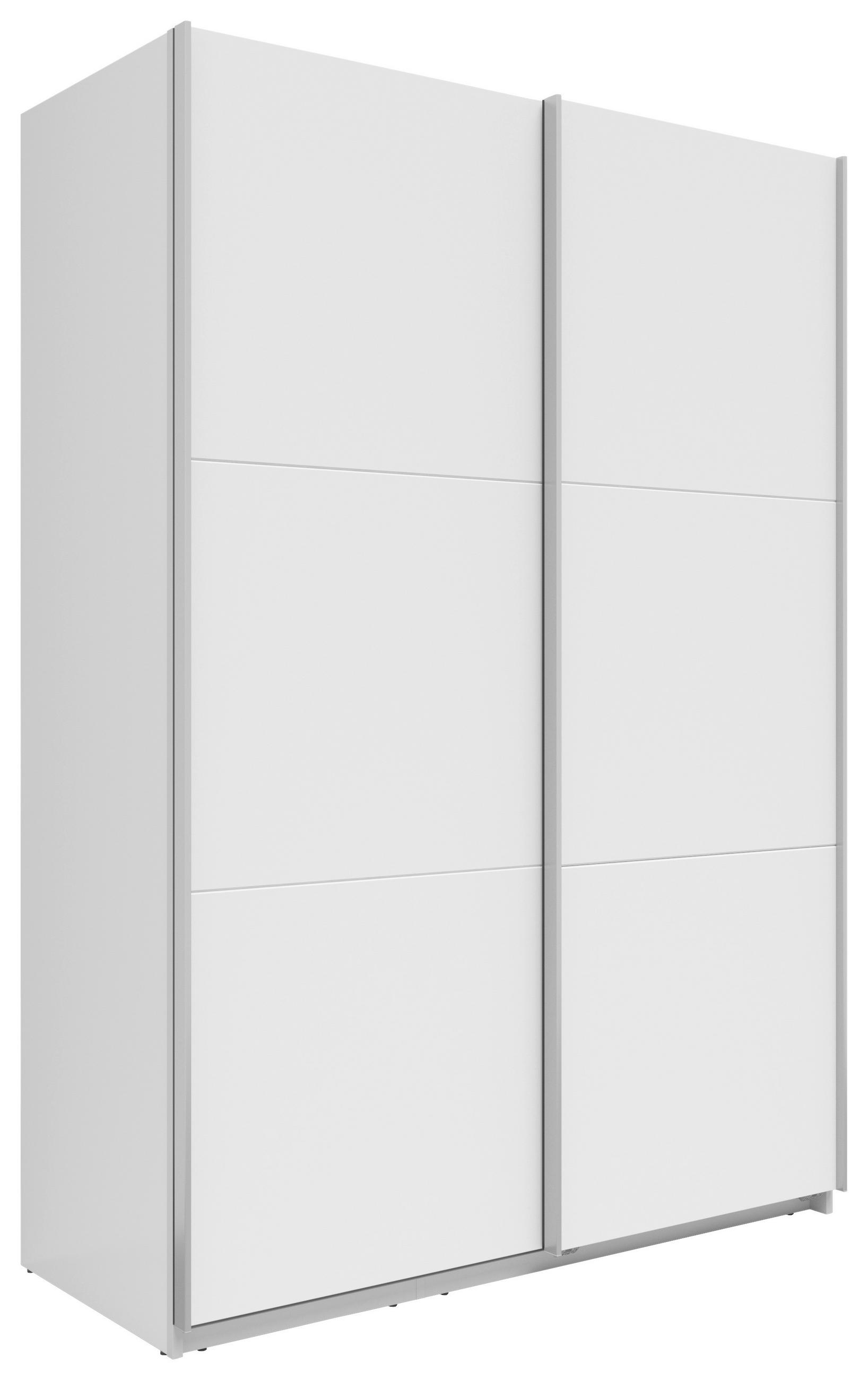 SCHWEBETÜRENSCHRANK 150/216/64 cm 2-türig Weiß  - Silberfarben/Weiß, Basics, Holzwerkstoff/Metall (150/216/64cm) - Boxxx