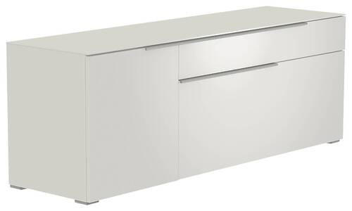 LOWBOARD in 160/58/45 cm - Alufarben/Weiß, Design, Glas/Holzwerkstoff (160/58/45cm) - Moderano