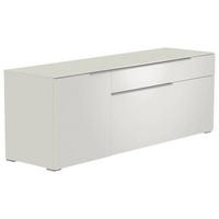 LOWBOARD Weiss, Alufarben  160/58/45 cm  - Weiss/Alufarben, Design, Glas/Holzwerkstoff (160/58/45cm) - Moderano
