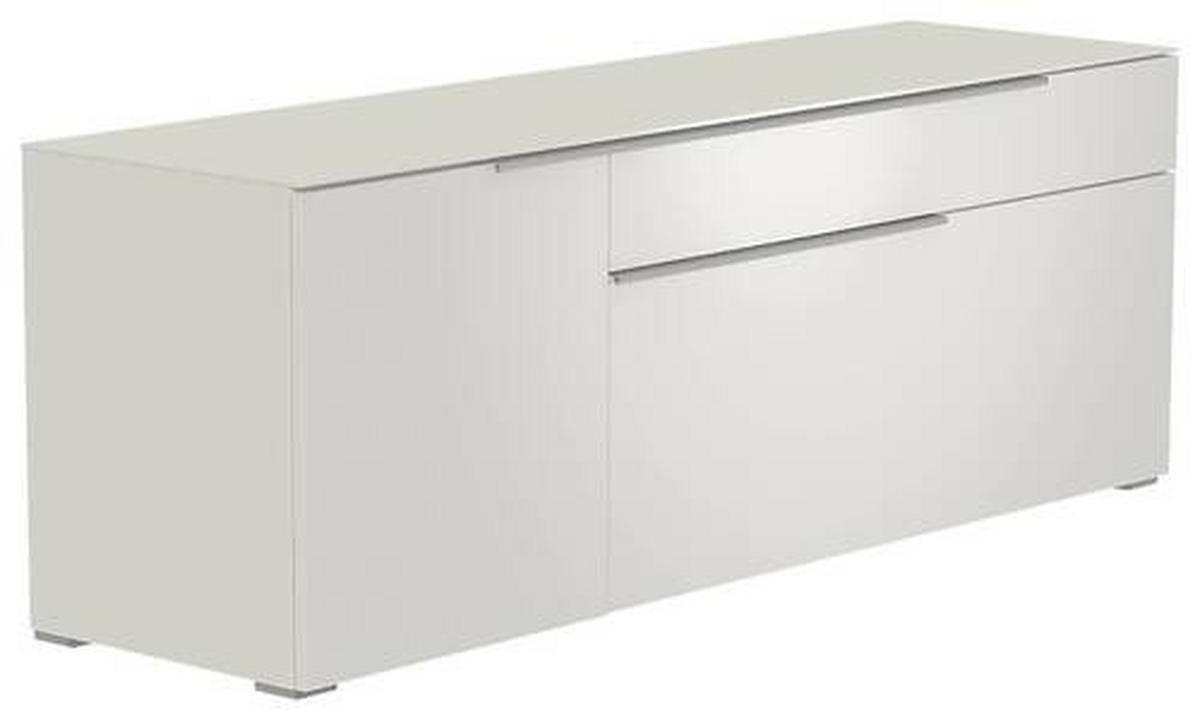LOWBOARD Weiss, Alufarben  160/58/45 cm  - Weiss/Alufarben, Design, Glas/Holzwerkstoff (160/58/45cm) - Moderano