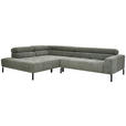 ECKSOFA in Feincord Olivgrün  219/311 cm  - Schwarz/Olivgrün, KONVENTIONELL, Textil/Metall (219/311cm) - Hom`in