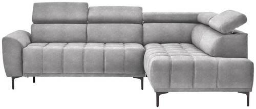 ECKSOFA Grau Velours  - Schwarz/Grau, Design, Textil/Metall (261/191cm) - Stylife