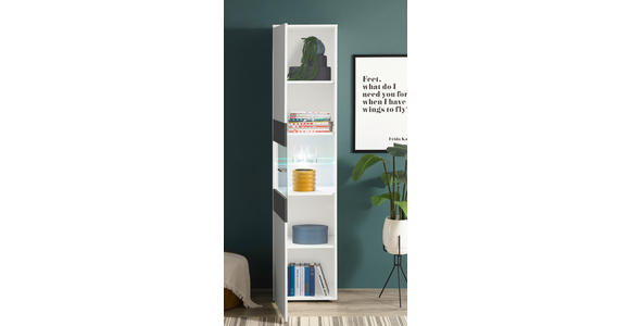 VITRINE  in Graphitfarben, Weiß  - Alufarben/Graphitfarben, MODERN, Glas/Holzwerkstoff (45/195/37cm) - Carryhome