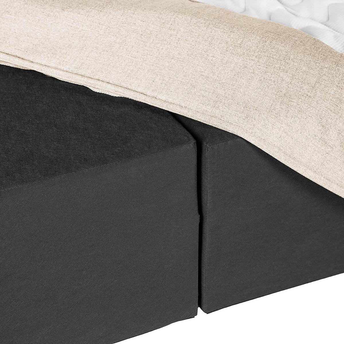 BOXSPRINGBETT 140/220 cm  in Beige  - Beige/Schwarz, Design, Kunststoff/Textil (140/220cm) - home24