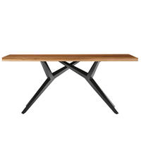ESSTISCH 180/100/73 cm Echtholz  Holz, Metall rechteckig Naturfarben, Schwarz  - Schwarz/Naturfarben, MODERN, Holz/Metall (180/100/73cm) - MID.YOU