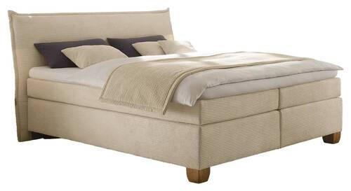 BOXSPRINGBETT 180/200 cm  in Creme  - Eichefarben/Creme, KONVENTIONELL, Holz/Textil (180/200cm) - Carryhome
