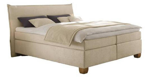 BOXSPRINGBETT 180/200 cm  in Creme  - Eichefarben/Creme, KONVENTIONELL, Holz/Textil (180/200cm) - Carryhome