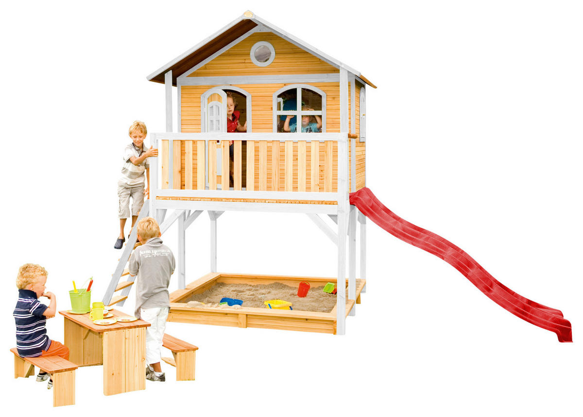 SPIELHAUS 432/293/212 cm  - Weiss/Rot, Konventionell, Holz (432/293/212cm)