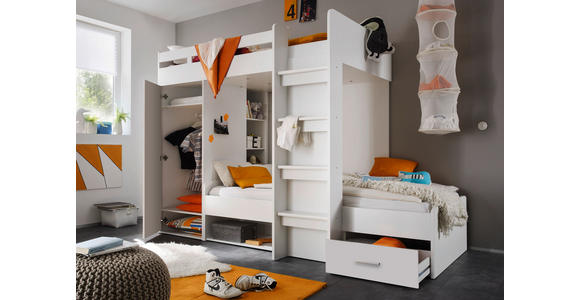 ETAGENBETT 90/200 cm Weiß  - Weiß, KONVENTIONELL, Holzwerkstoff (90/200cm) - Carryhome