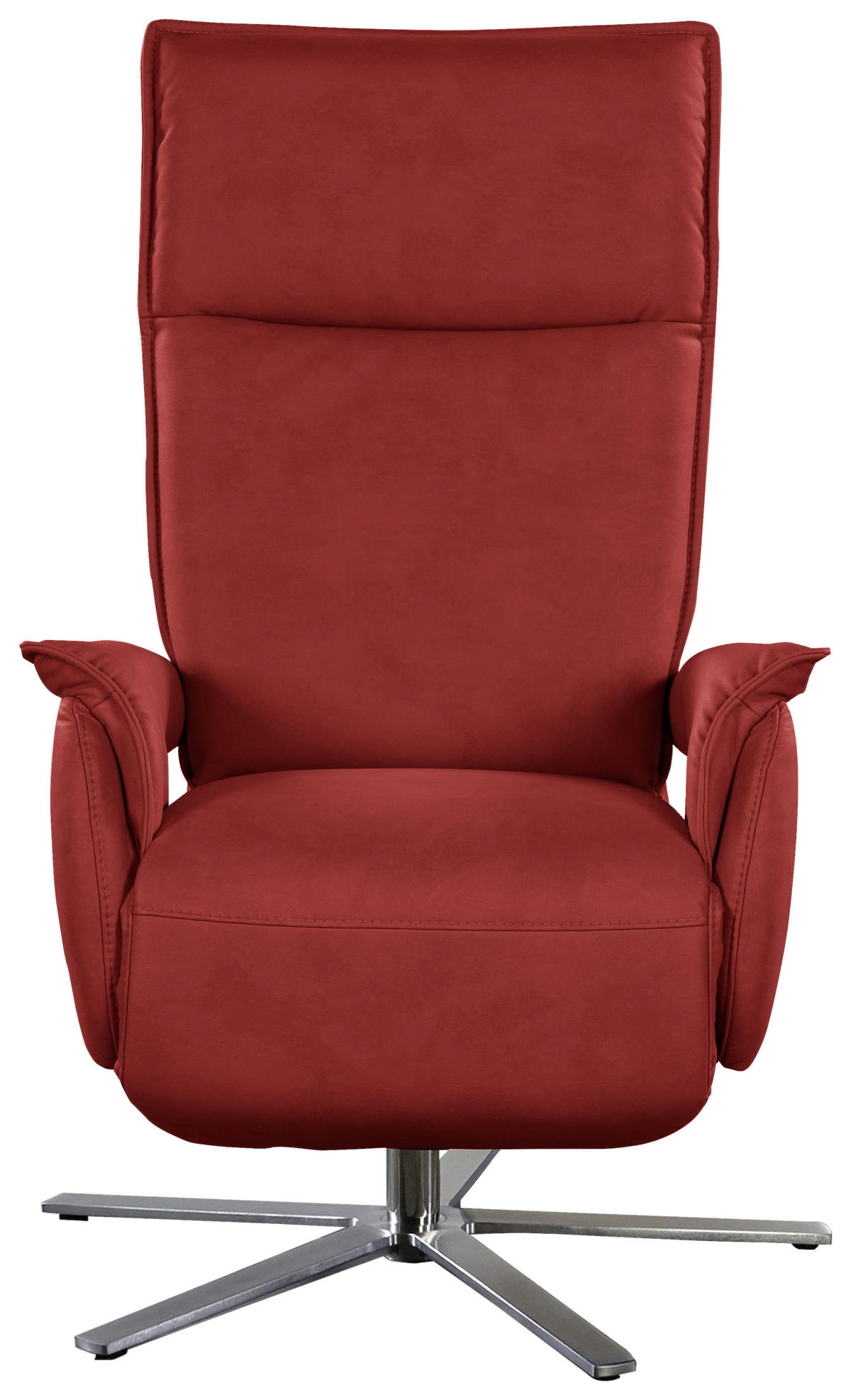 FERNSEHSESSEL in Rot  - Edelstahlfarben/Rot, Modern, Leder/Metall (77/116/80cm) - Livetastic