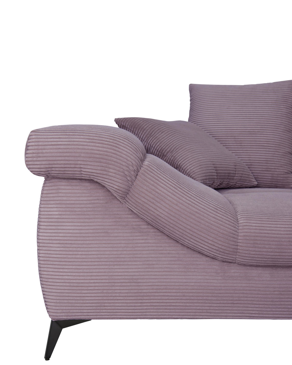 ECKSOFA Lila Cord Rückenkissen, Armlehnenkissen, Rücken echt  - Lila/Schwarz, KONVENTIONELL, Textil/Metall (332/231cm) - Carryhome