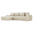 ECKSOFA in Cord Creme  182/302 cm  - Creme/Schwarz, MODERN, Kunststoff/Textil (182/302cm) - Carryhome